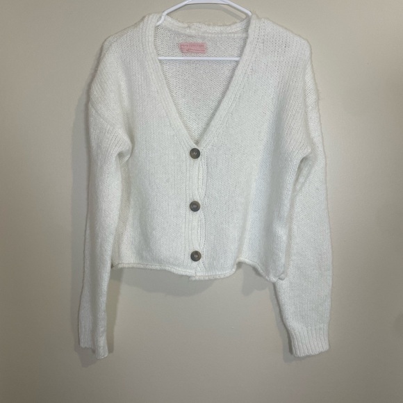 Urban Outfitters Kai White‎ cropped cardigan boxy cardigan size Small petite - Picture 2 of 9